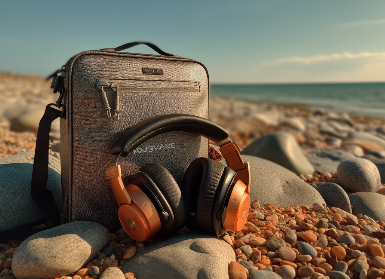 reallynotsure_a_travel_bag_on_the_beach_with_headphones_and_hea_e4e0cef6-ed97-483f-96d3-b2f9912f9de4.PNG